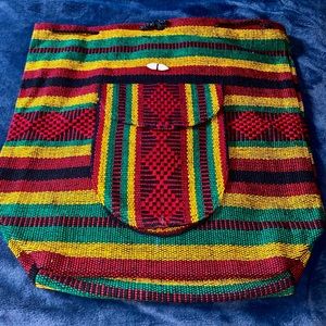 Colorful Woven Fabric Hippie Boho Backpack Bag